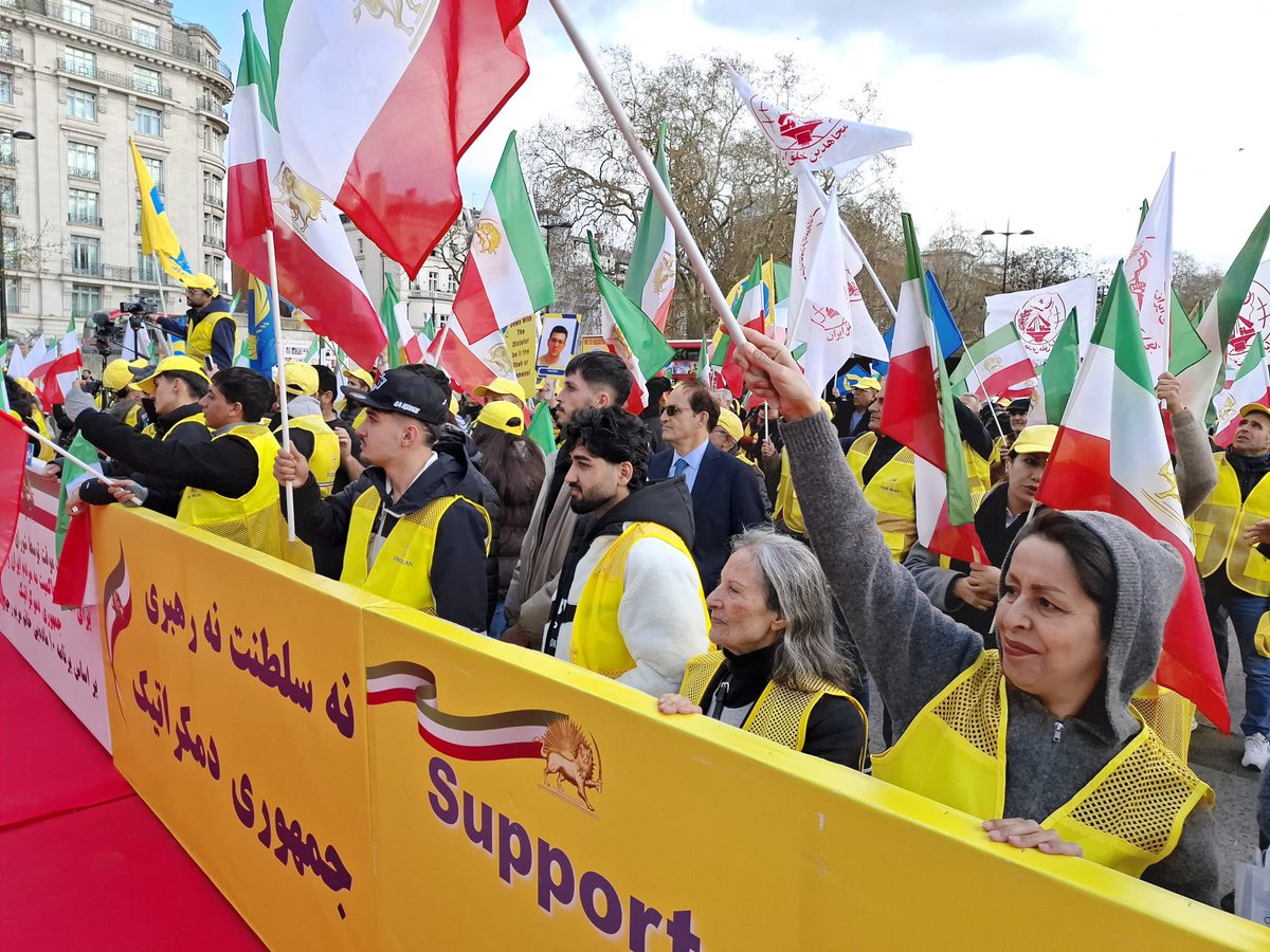 Maryam_Rajavi's tweet photo. Message to the freedom-loving Iranians demonstrating in London-
Recognize the Provisional Government announced by the National Council of Resistance of Iran
We call on the UK to:
– Recognize the provisional government announced by the National Council of Resistance of Iran;
– Designate the Revolutionary Guard Corps (IRGC) as a terrorist entity;
– Close the regime’s embassies and missions in their countries, and expel agents and operatives of the Ministry of Intelligence (MOIS) and the IRGC;
– Pressure the regime to release political prisoners and those detained during uprisings.
#FreeIran10PointPlan