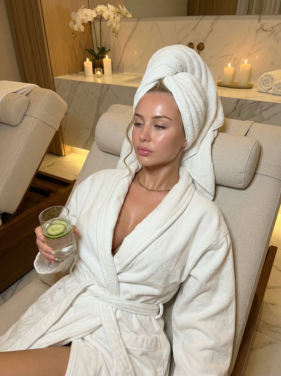 Saturday reset mode 🕯️✨
Glowing skin, calm mind, and a little cucumber water to keep it all balanced.❤️💕🤍🩵