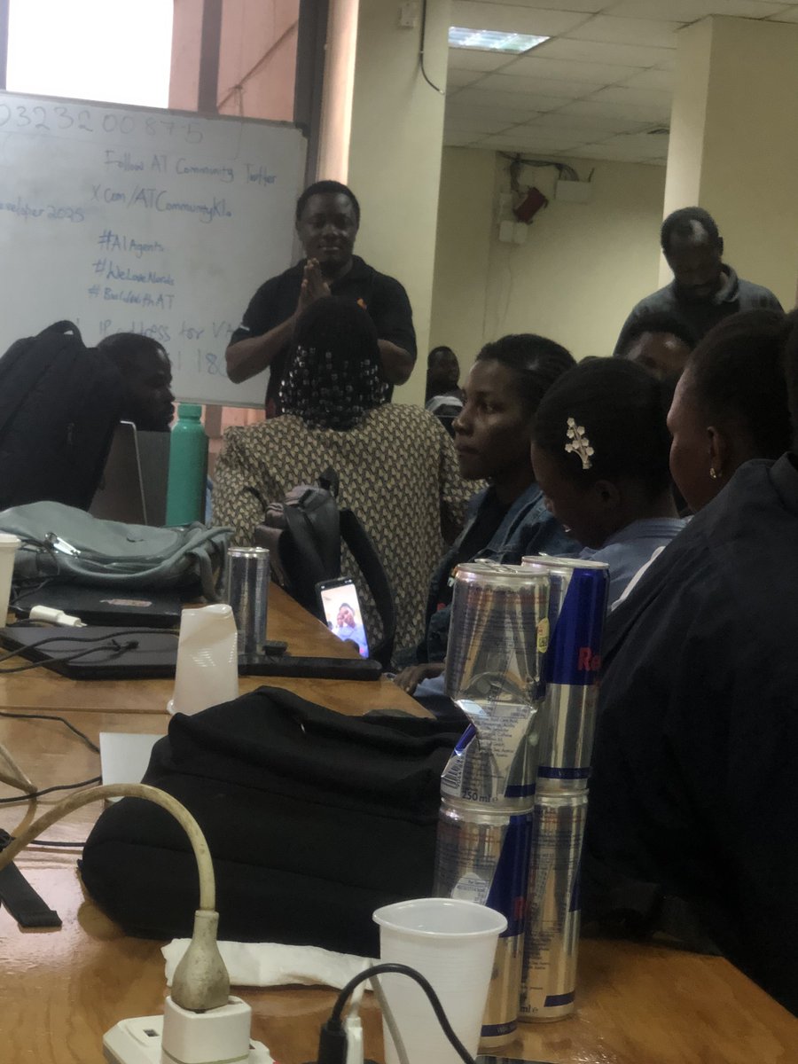 petercodes34's tweet image. Mr. Mark, Technical Lead at Africa’s Talking, just dropped some wisdom:  

“Work in teams!”  

Great advice as we wrap up the hackathon. Building powerful AI agents is always better together 💪  
@ATCommunityKla 
Thank you for the guidance!  

#AIAgents #WELoveNerds #BuildWithAT
