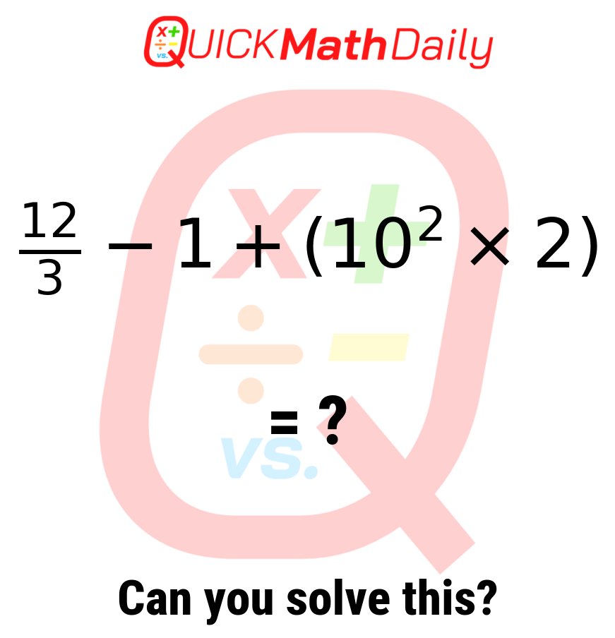 QuickMathDaily's tweet image. Daily math puzzle to keep your brain sharp! 📖

#BrainTeaser #LearnMaths #LogicPuzzle #MathSkills #StemEducation #Education #MentalMath