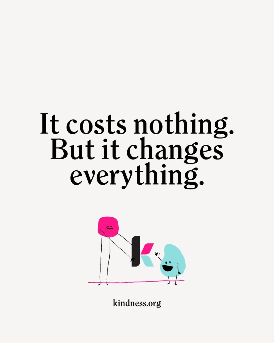 kindness_org's tweet photo. Kindness doesn’t ask for much.
Just a little awareness of the people around us and the choice to care.

Something we can all offer, free of charge. 💙 https://t.co/vP2SfAJHpS