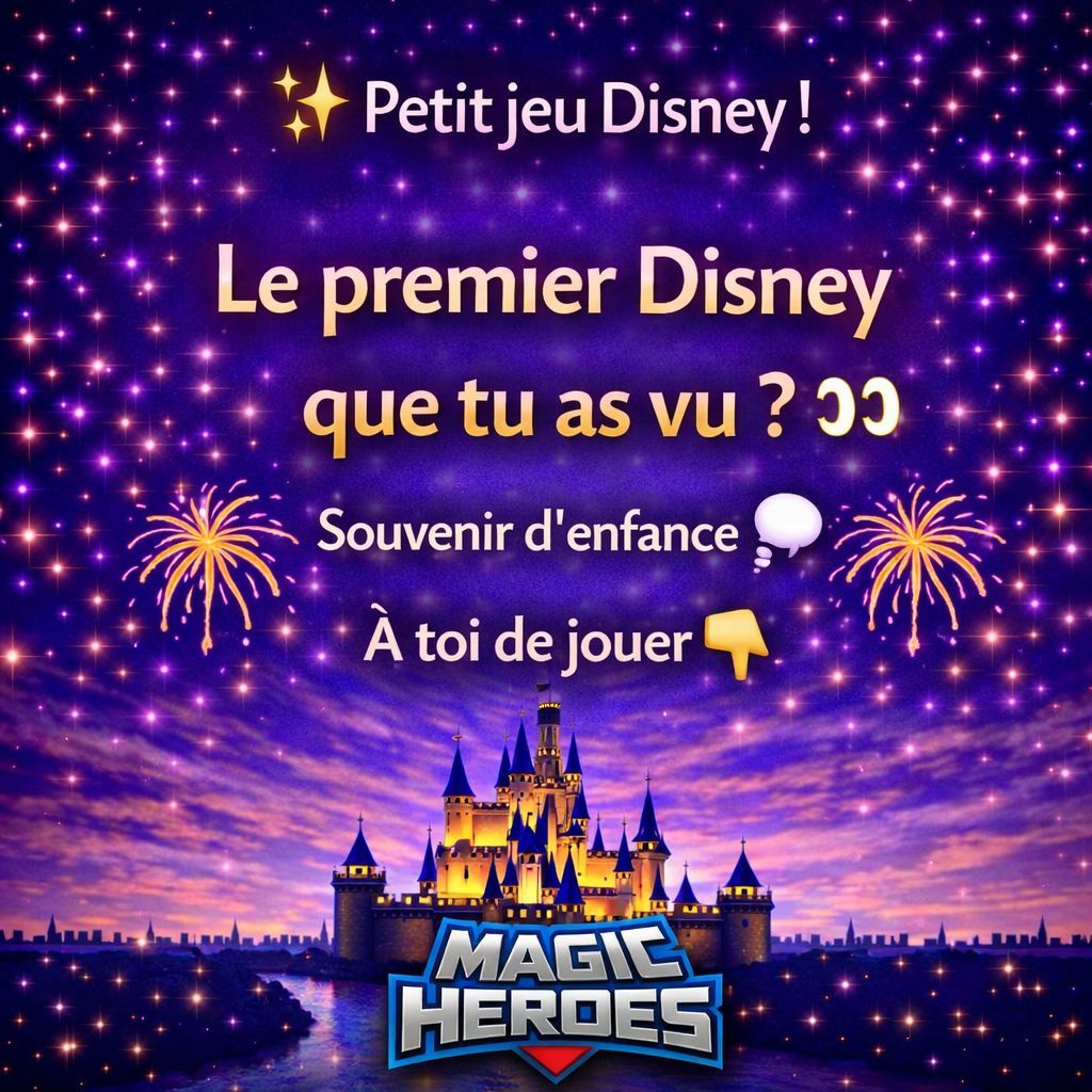 ✨ Petit jeu Disney !

Quel est le premier film Disney que vous avez vu ? 👀

Petit retour en enfance 💭

À vous de jouer 👇

#MagicHeroes #Disney #FansDisney #DisneyAddict #JeuDisney #TeamDisney #Souvenirs