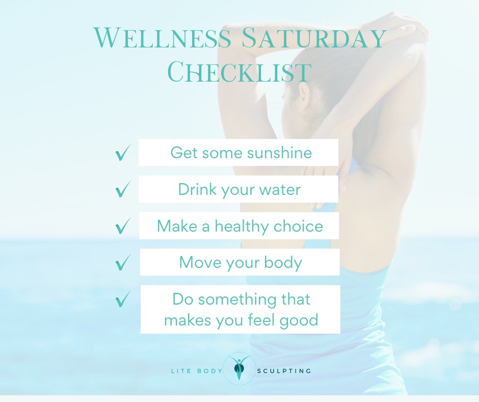 LiteBodySculp's tweet image. Take advantage of your Saturday and make the best of it! 😉🌞
#WellnessChecklist #wellnesssaturday #litebodysculpting #wellnessweightlosscenter #citrusheights #citrusheightsca