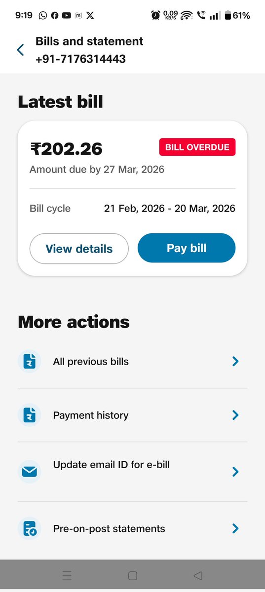 KhamankarNiket's tweet photo. Please i requested to you correct my jioairfiber 717631443 Bill.

I have paid Rs. 2500/- on 19 January 2026 &amp; advance payment Rs. 1060/- on 24 February 2026.

Please check and confirm. Correct billed https://t.co/1BfzS6RMvU