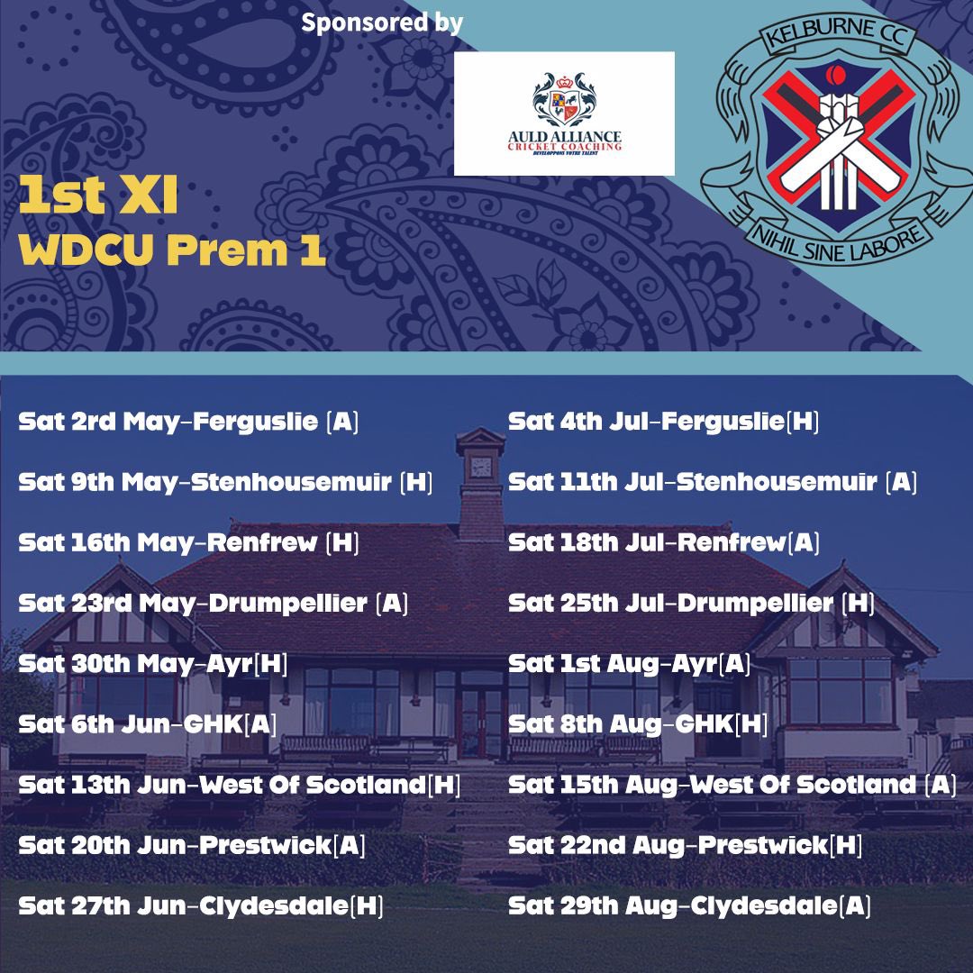 AllAboutKCC's tweet photo. The upcoming seasons fixtures. Get along to Whitehaugh and show your support for the new captains and their teams. 
#feeltheburne
#monthehaugh https://t.co/PpnpVSPewK