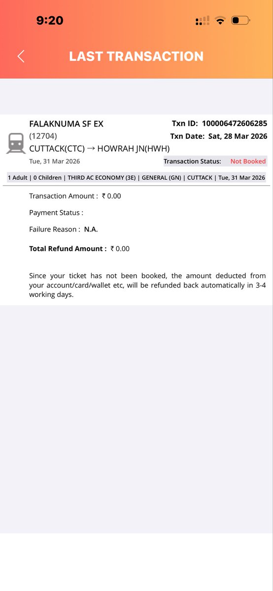 Prakash47060979's tweet image. @AshwiniVaishnaw 
Sir
Amount debited but ticket booking failed on IRCTC ,Unable to reach CC executive 139—calls disconnect after pressing 9.
Request immediate intervention from team for refund/confirmation.
Why 139 is there ?? 
Details as below .

#IRCTC #CustomerServiceFailure