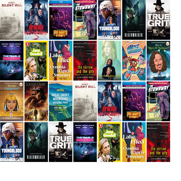 FramPub's tweet photo. This week the Framingham Public Library has seven new books and ten new movies.  New items include Return to Silent Hill, Dracula, Five Nights at Freddy's, The Stowaway, Youngblood, Sleepwalker, True Grit, Time Travel Is Dangerous, and Jane Goodall. https://t.co/dENlAmBJfn https://t.co/7Nnq6EQIty
