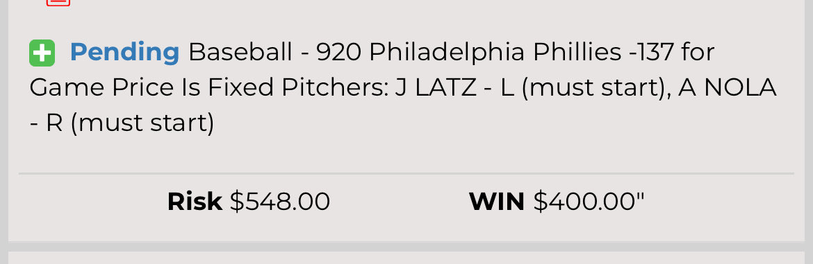 PickzWithJ's tweet image. ⚾️ 

Posting this now as Degrom got scratched.

Phillies have the home field advantage, also have the pitcher advantage. 

Phillies ML(2u)