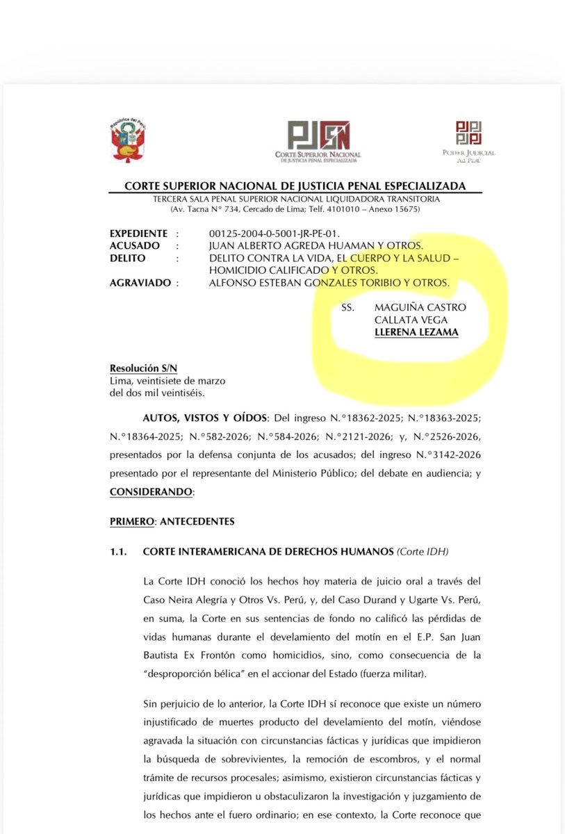 Jueces politizados y prevaricadores de la 3a. Sala Penal se han negado a aplicar la ley 32107 de lesa humanidad al caso El Frontón, de 1986. Allí pretenden sentenciar a 29 marinos (Infantes y FOES) que debelaron el motín de terroristas armados que asesinaron a varios policías y