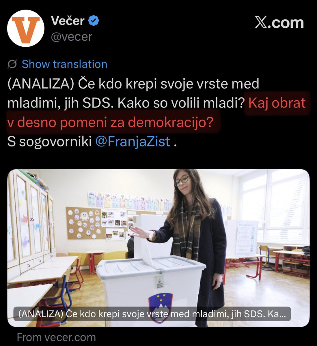 LukaSvetina's tweet photo. Obrat mladih v desno pomeni, da demokracija deluje. Da vladni medijski apart nima tolikšne moči. Da imajo mladi možnost izbire. Da piha veter sprememb. Wind of change. https://t.co/Zw1Zr2GJwp
