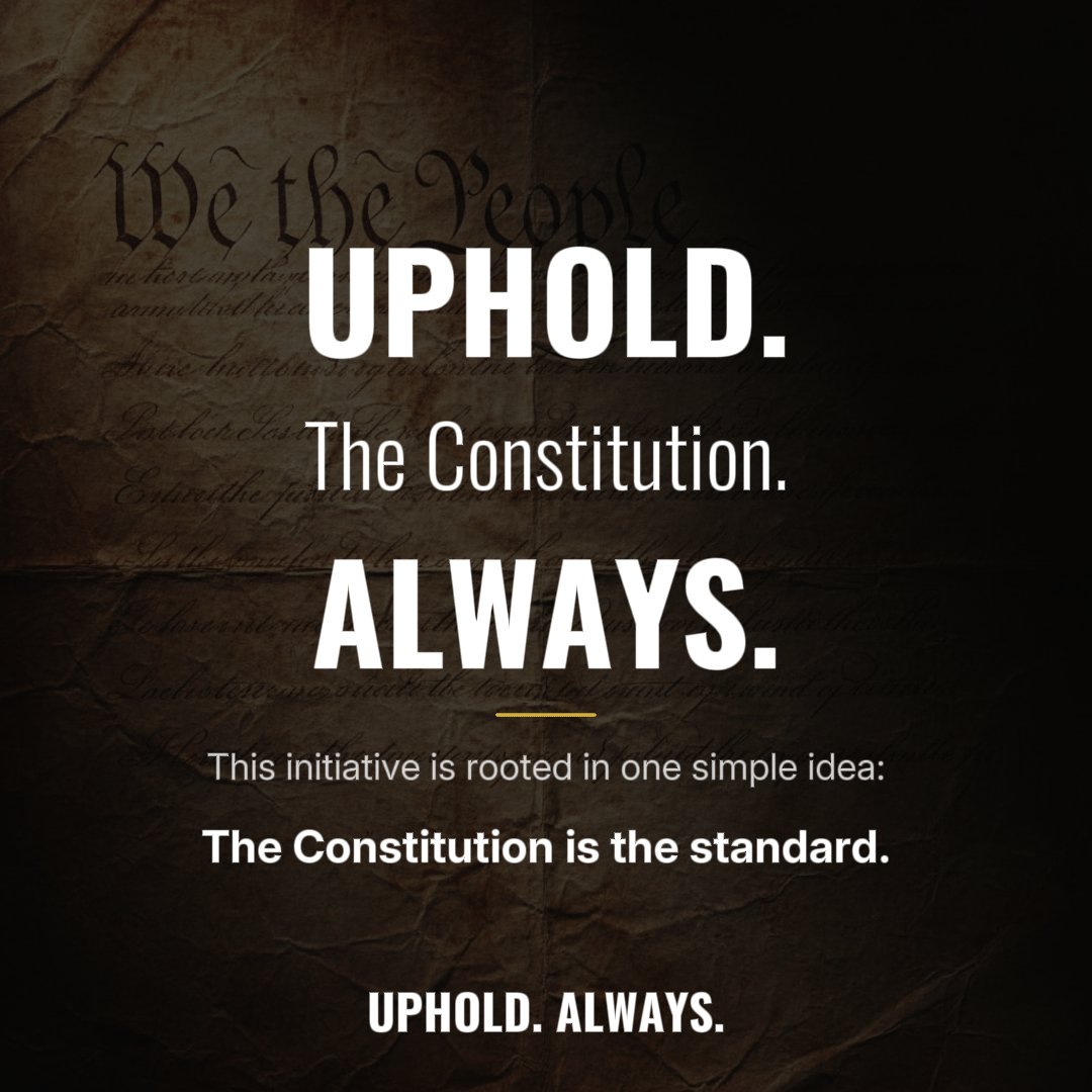 Uphold_Always's tweet photo. Today we are reminded of the enduring principles that guide our nation. UPHOLD. ALWAYS. is a commitment to the Constitution—the framework that ensures liberty, balance, and accountability. Together, let’s honor the standard that unites us all. #NoKings https://t.co/53SItFIWEE
