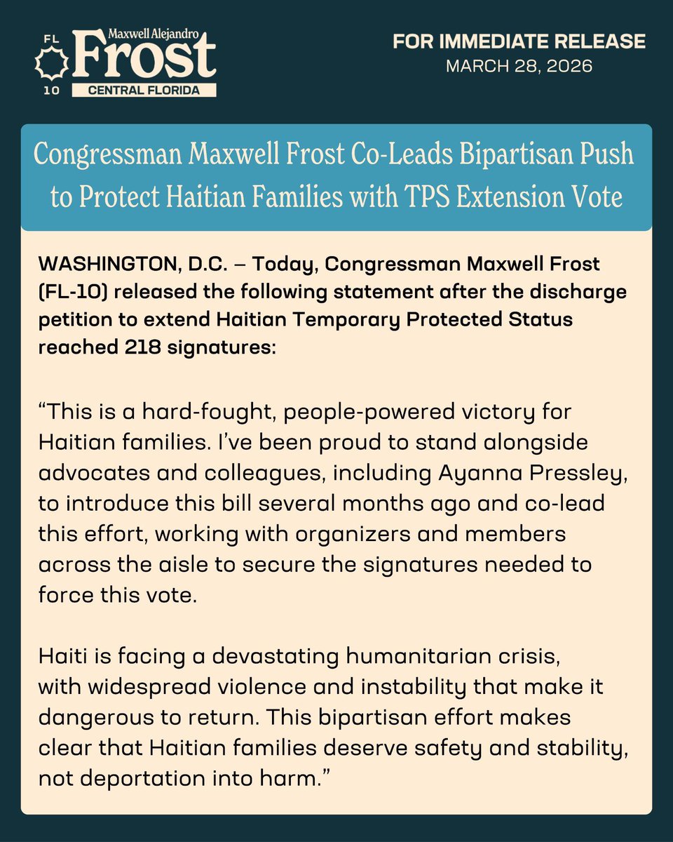 Congressman Maxwell Alejandro Frost tweet media