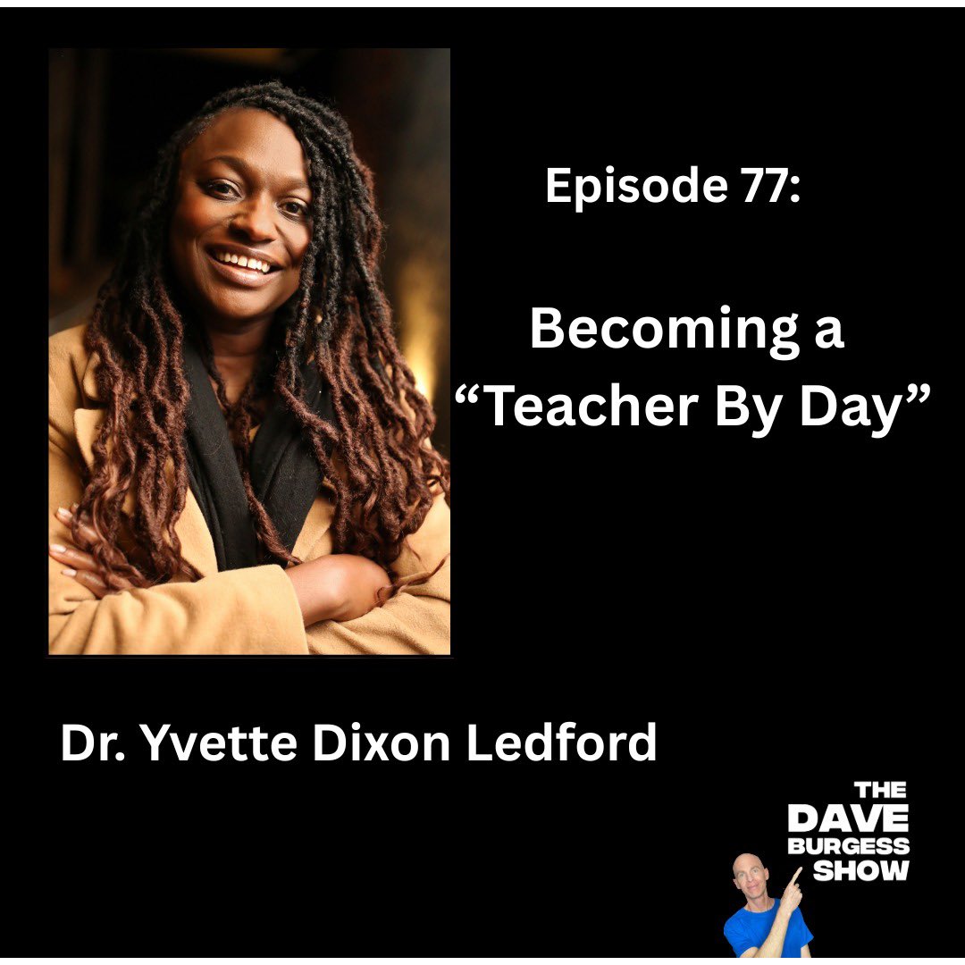 burgessdave's tweet photo. New episode drop!!
@LedfordYvette joins me discuss her new book, #TeacherByDay!! 
Listen on Apple Podcasts here:

https://t.co/glUYHHCcfe
#dbcincbooks #tlap #leadlap https://t.co/Ir5tYXdBK6