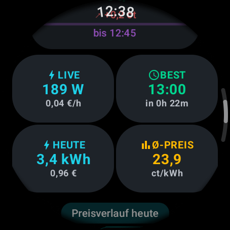 ivan_kablar's tweet photo. Euer Strompreis. Direkt auf der Smartwatch. ⚡

"Current Spot" — kostenlose WearOS-App für @Tibber_DE:

✅ Live-Preis mit Trend
✅ Günstigste Stunde
✅ 48h Preisgraph
⚡ Live-Watt (Pulse)

🔗 https://t.co/9VVbgG5vDO

Teilen hilft! 🙏

#Tibber #Strompreis #WearOS https://t.co/1CEiEG9OMK