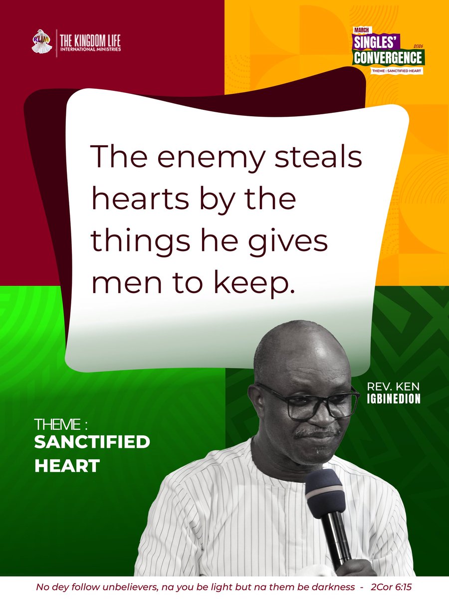Singles_Alive's tweet photo. Message excerpts from the ministration of our father, REV'D KEN IGBINEDION at the March Edition of the Singles' Convergence titled "Sanctified Heart".

#Kccsingles
#Singles'convergence
#Sanctifiedheart
#Marchedition
#Revdkenigbinedion https://t.co/ZkWH973850