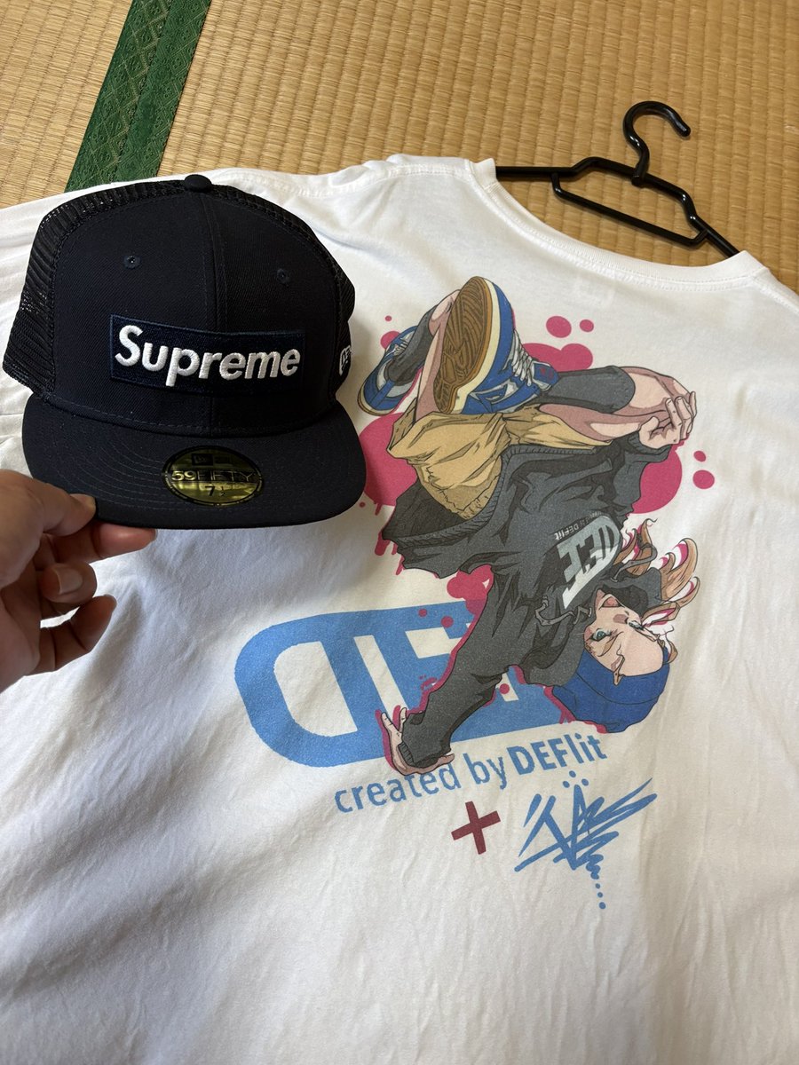 koza0720's tweet photo. 今からウォーキング🚶
🧢Supremeのメッシュキャップ
　スナップバックじゃないやつ
👕@deflit_official 
デフリット×あんよちゃんコラボ
のロンT https://t.co/qalEUu5XYu
