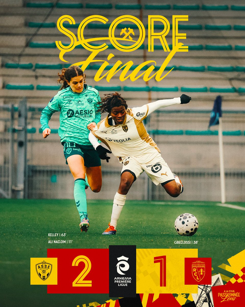 RCLensFeminin's tweet photo. 🏁 Si elles étaient parvenues à recoller en fin de première période, les Sang et Or s'inclinent sur la pelouse de l'AS Saint-Étienne.
@ASSEFeminines 2⃣-1⃣ RC Lens
#RCElles #ASSERCL https://t.co/o7HhxuXgSY