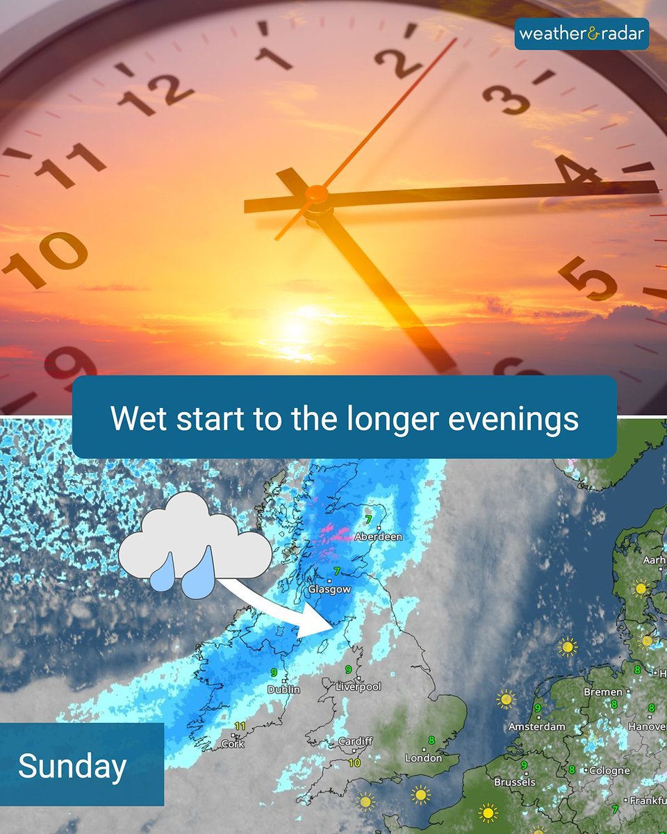 WeatherRadar_UK's tweet image. ⏰ We welcome British Summer Time and Irish Standard Time overnight, but it's a soggy start as the days get longer.

WeatherRadar: to.weatherandradar.co.uk/weatherradar 

#Weather #SummerTime #UKWeather #IrishWeather