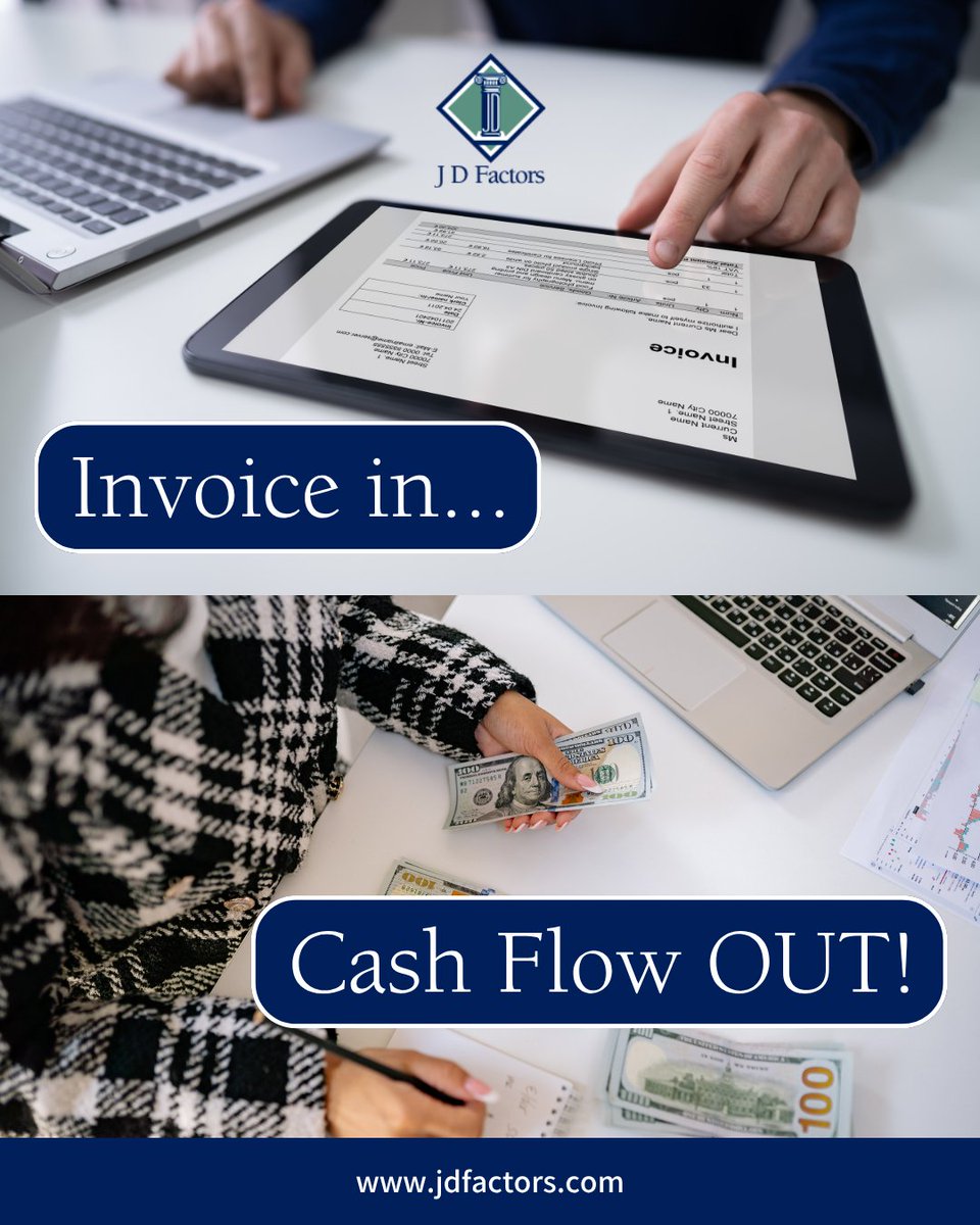 JDFactors's tweet image. With J D Factors, it couldn't be easier! ✨🫰

Your invoices go in, and cash flow comes out! Factor with us today! 💲💵

#CashInvoice #InvoiceFactoring