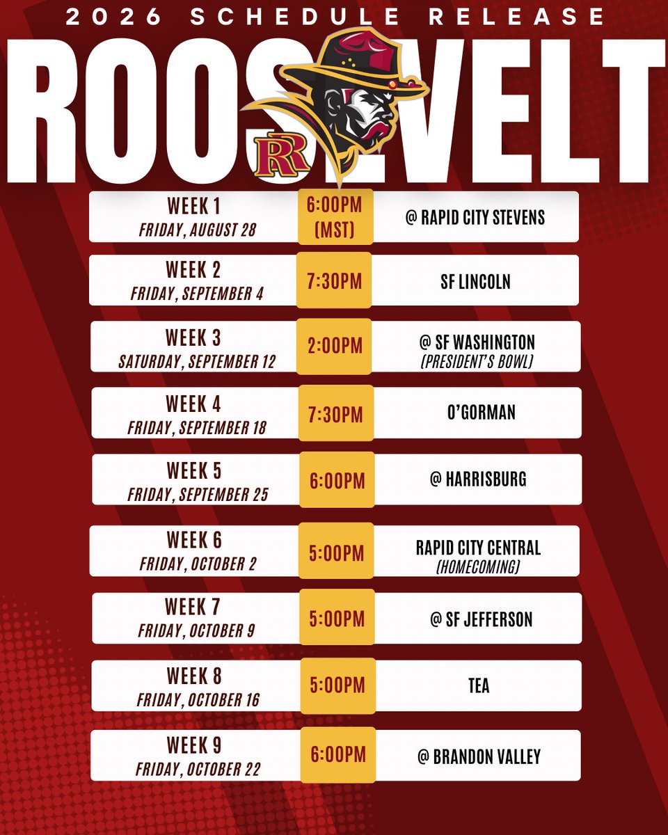 SFRiderFootball's tweet photo. 2026 SCHEDULE https://t.co/7ZdoE8A5ub