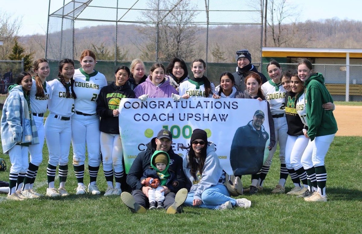 SimeonPincus's tweet photo. Congrats to Montgomery #NJsoftball coach Bryan Upshaw who earned career win No. 100 with the Cougars opening-day win over North Plainfield today. ⁦@MHSCougarSports⁩ ⁦@MontyCougarsSB⁩ https://t.co/mrmdht2ng6