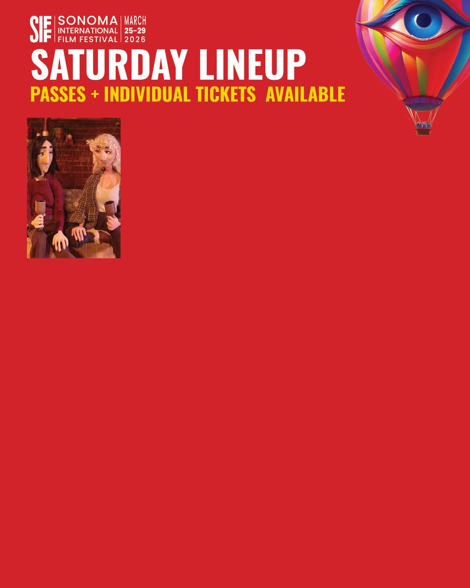 SonomaFilmFest's tweet photo. SATURDAY SIFF SCREENING FEST!
 Individual tickets available LINK IN BIO!
 MEMBERS GET $5 OFF TICKETS!
 Become a member:
 https://t.co/9U0FtyvRmo...
 Get tickets at https://t.co/LwACiQHBIb https://t.co/TvYTvEaIkG