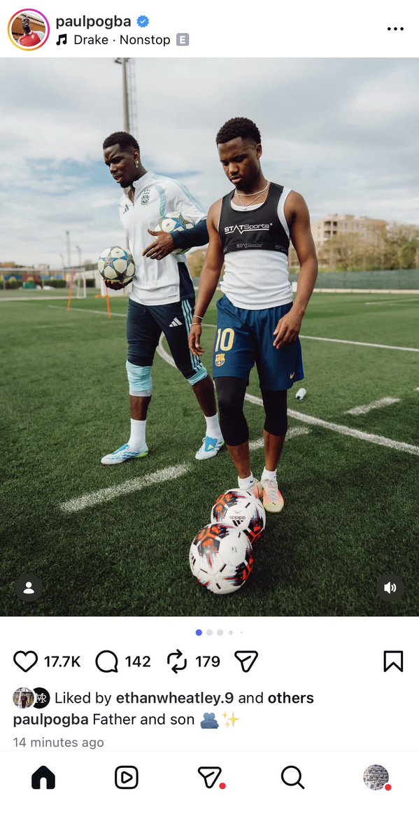 Paul Pogba just posted this picture of himself and Ansu Fati with caption “Father and Son”