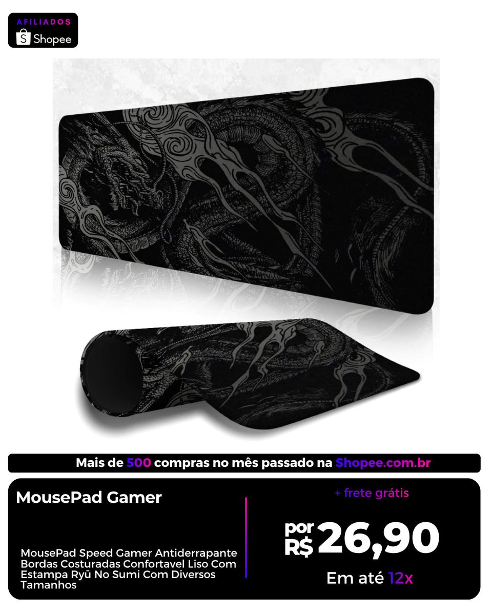 achados_vip's tweet image. Mousepad Speed gamer com base antiderrapante e bordas costuradas pra mais durabilidade e precisão nos jogos.

Promoção disponível temporariamente na Shopee  — vale muito a pena! 🎮

Link: s.shopee.com.br/900nx8LLT6 

#Gamer #SetupGamer #GamingGear #Shopee #Ofertas
