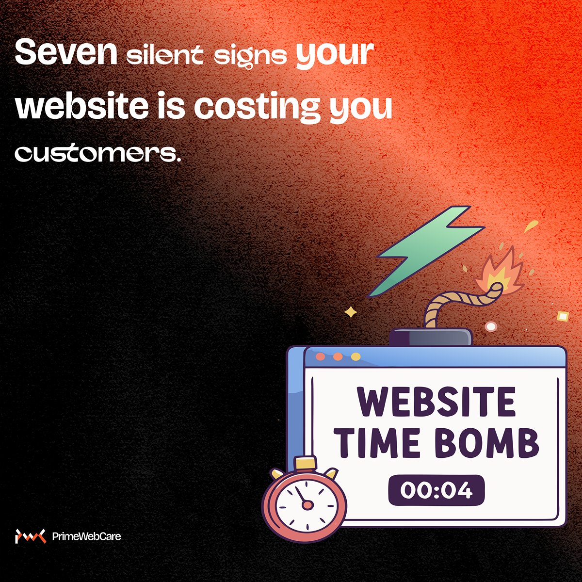 primewebcare's tweet photo. 7 signs your website is silently killing your business:

Let's dive in 👇.... https://t.co/JQF7zyHr0G