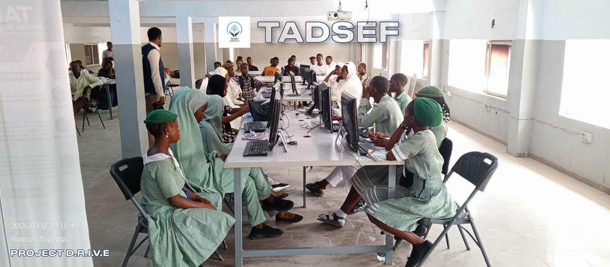 tadsef's tweet photo. π Project D.R.I.V.E. 2026 CBT Training has officially launched!
Today, we welcomed 75 public school students to our center. With over 90% lacking computer skills, this training gives them a real chance to compete in JAMB 2026.
#ProjectDRIVE #TADSEF #JAMB2026 https://t.co/43Pb15v7yK