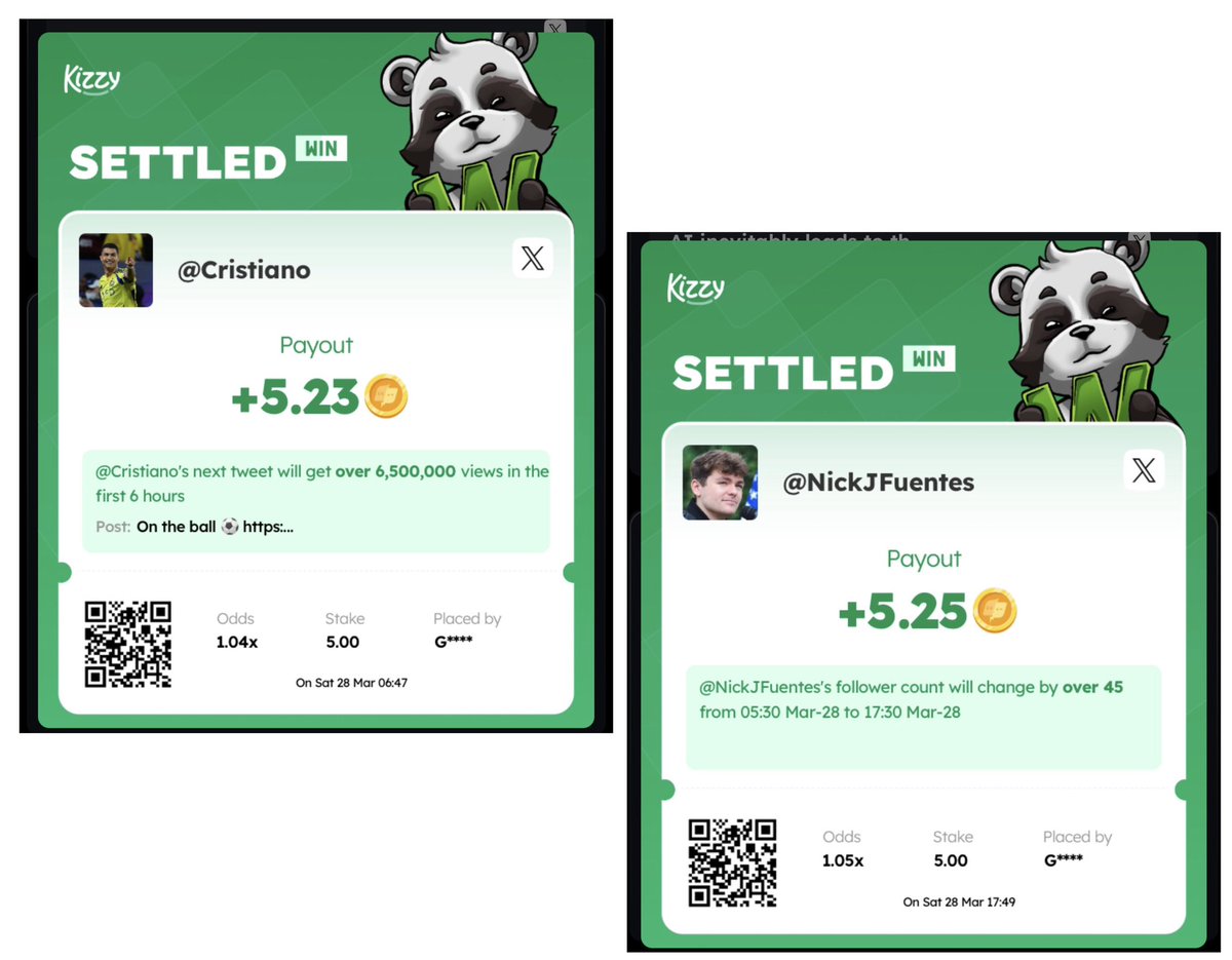DexDev33's tweet photo. gkizzy
day 1 of jackpot contest
won some bets on kizzy today
stacking wins already
500 keso in sight
just getting started๐
@kizzymobile @monad
#KizzyWin https://t.co/bizPhGIppI