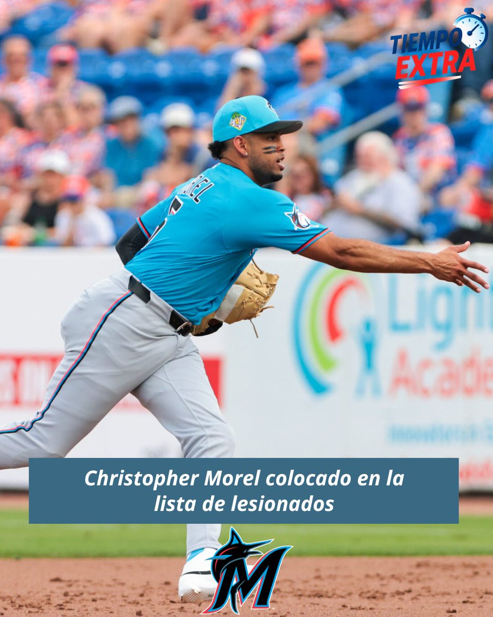 TiempoExtraVE's tweet image. Christopher Morel a la lista de lesionados de los Marlins (retroactivo al 25 de marzo). 🇩🇴⚾️🏥

◽️ Diagnóstico: Distensión en el oblicuo izquierdo. 📉😱
◽️ Se perderá el inicio de la temporada 2026 y de 4 a 5 semanas. 🏟️

#TiempoExtraRD #LIDOM #MLB  #Dominicana #AguilasCibaeñas