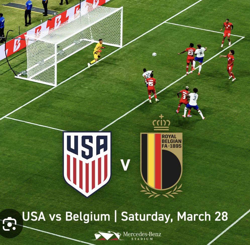 XTrendTrackerX's tweet image. 🇺🇸 vs 🇧🇪
Game on at Mercedes-Benz Stadium!

USA taking on Belgium this Saturday, March 28.
Who you got? Me as a Belgium dude go Red Devils ⚽️🔥

#USAvBEL #USMNT #RedDevils
