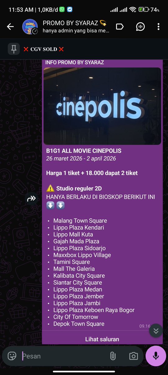 Syaraz | 3700+ testi apprem, joki, XXI, CGV, cine tweet media