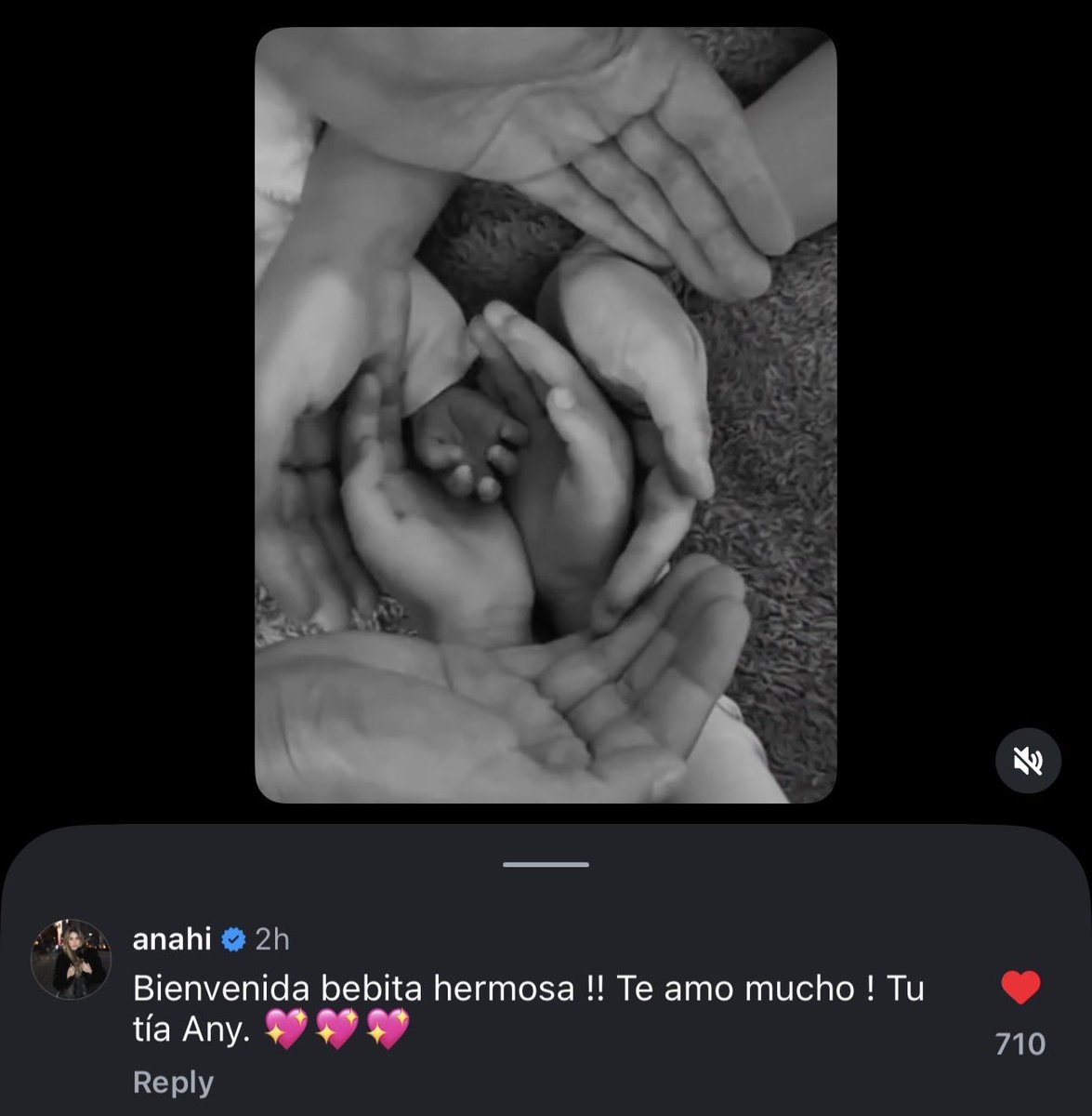 “Bienvenida bebita hermosa !! Te amo mucho ! Tu tía Any. 💖💖💖”

 Anahi felicitando a Dulce por la llegada de su segunda hija, Fernanda🤧