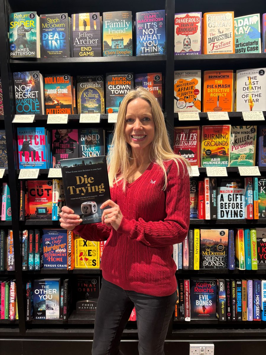 BroadStBooks's tweet photo. Lovely author @ebarkerwhite
came in to sign her new psychological thriller 'Die Trying', an addictive page-turner that asks how far we'll go when we gamble with fate. Signed copies available in-store now, the perfect holiday read 🎲 https://t.co/EdkvU3KZkD