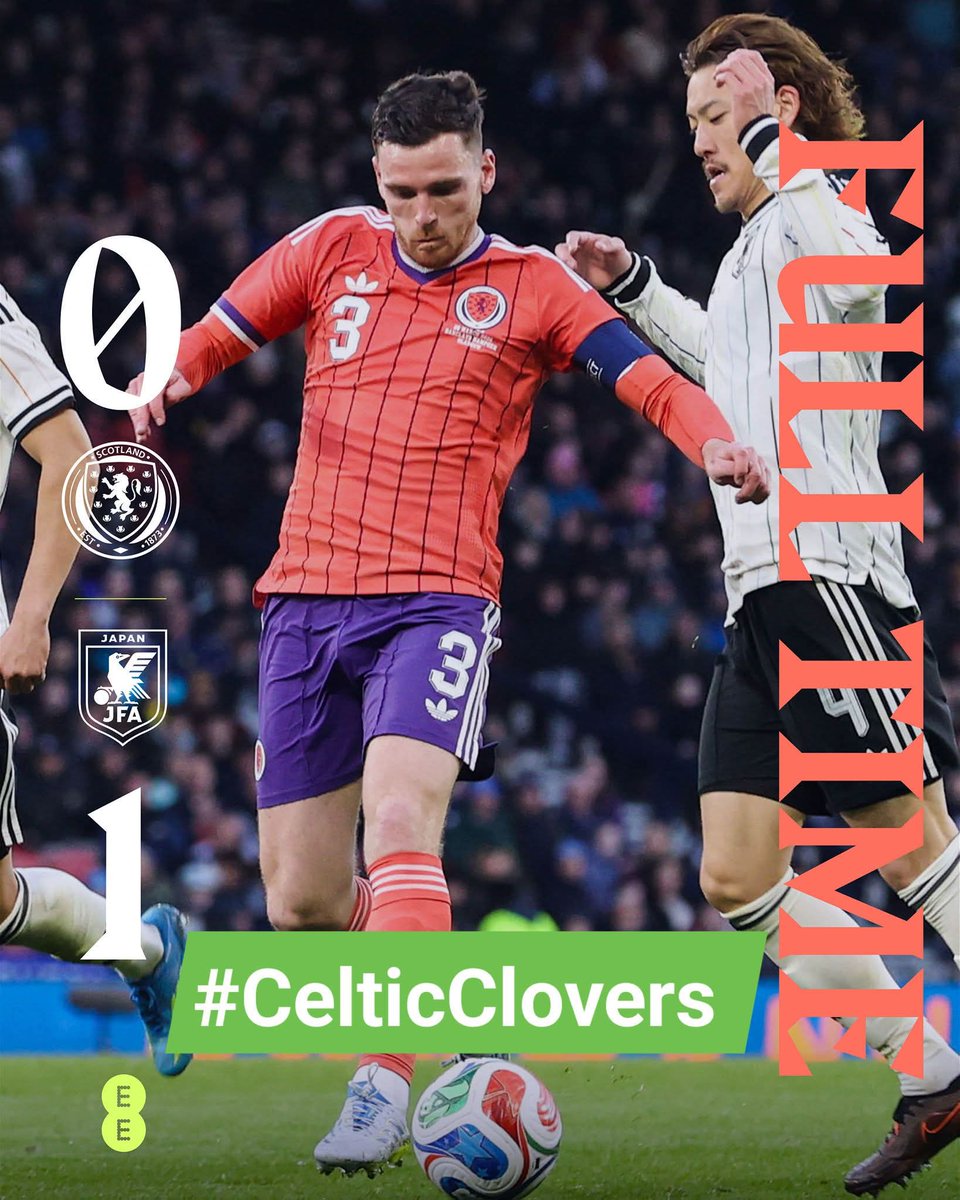 🍀FULL TIME: Scotland 0-1 Japan.
A late goal for the visitors gives them victory in a tight game at the National Stadium. 

#SCOJPN #CelticClovers 🍀🍀