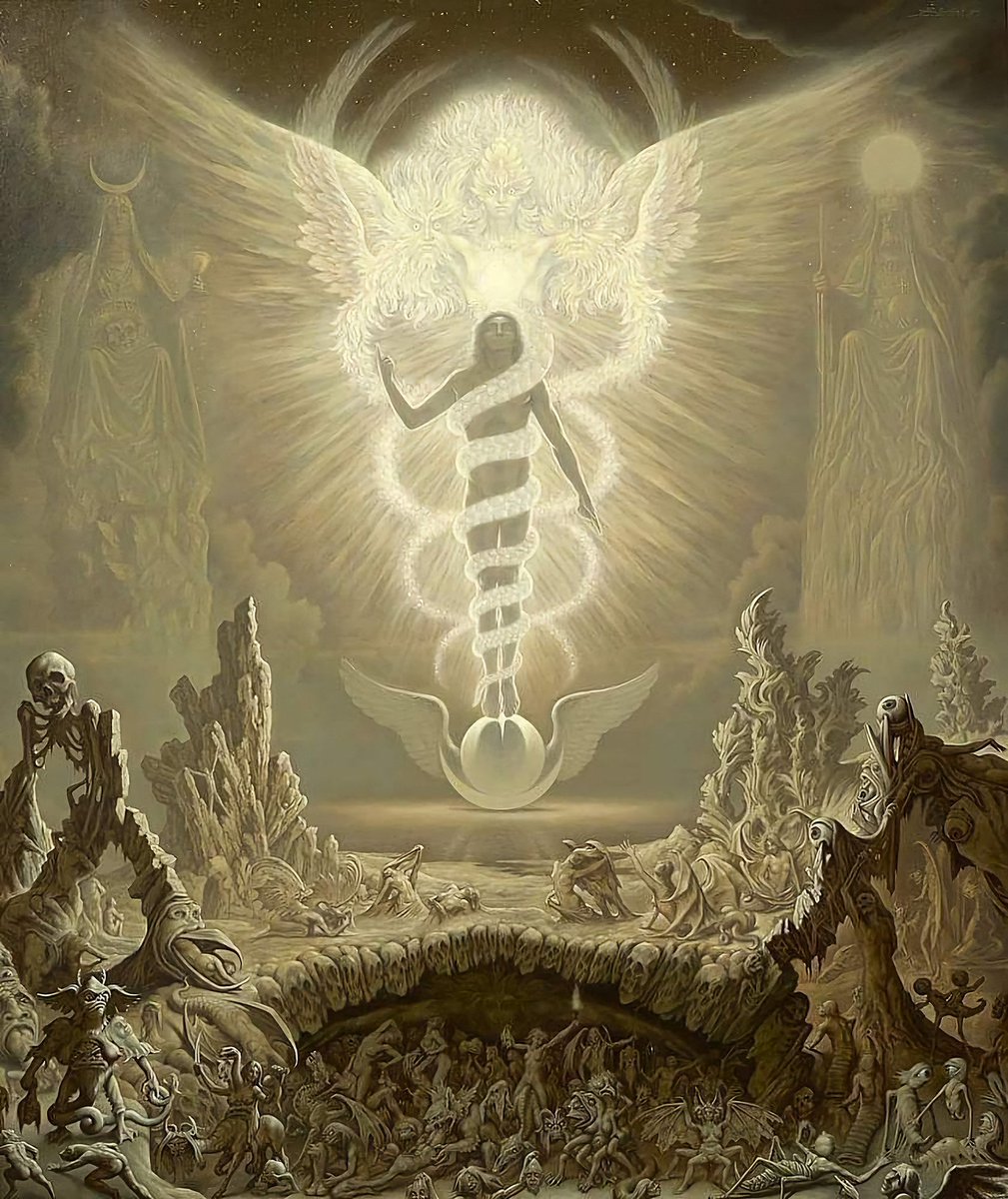 solas_na_greine's tweet photo. Johfra Bosschart, The Vision of Hermes Trismegistus, 1972. https://t.co/3GXfT3Bhze