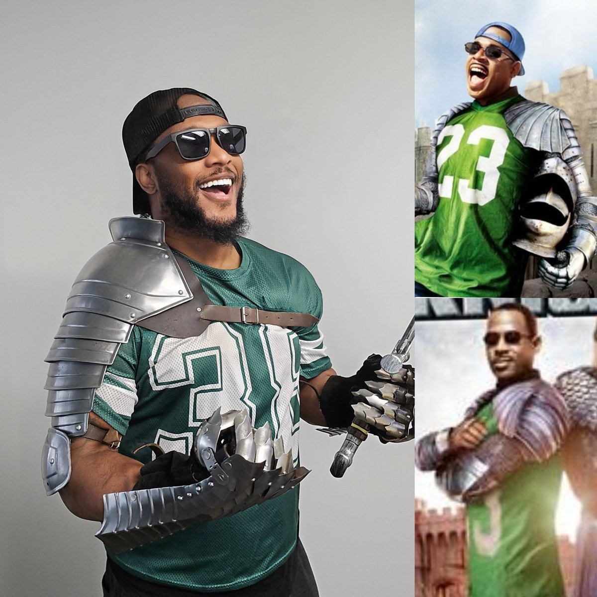 Venturebros2's tweet image. My Black Knight cosplay during Blerdcon. So many people recognized me. Fun fact, outside of the 2 movie posters in my grid Martin doesn't wear this outfit throughout the whole movie🤣 but I always take an excuse to cosplay a knight lol 
#blackknight #martinlawrence