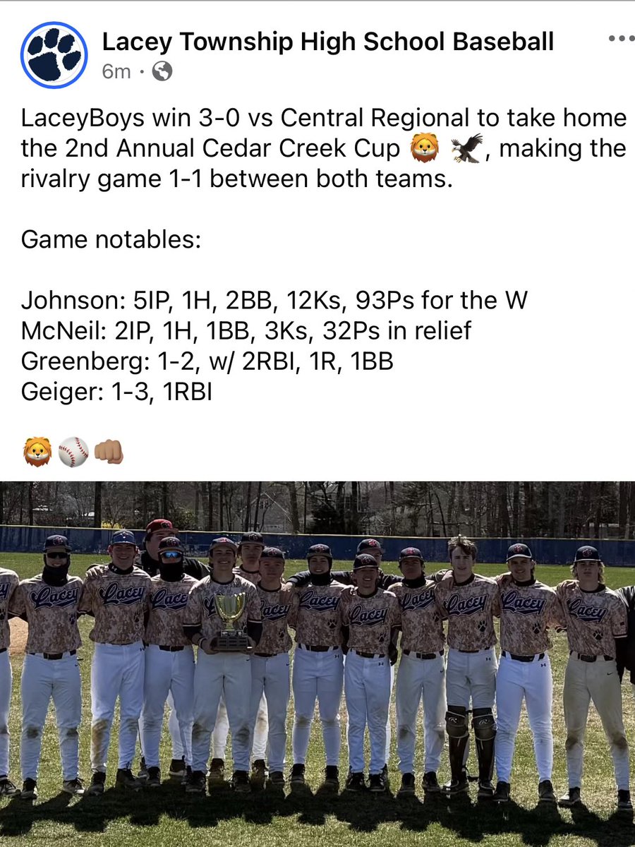 Lacey Township High School Baseball tweet media