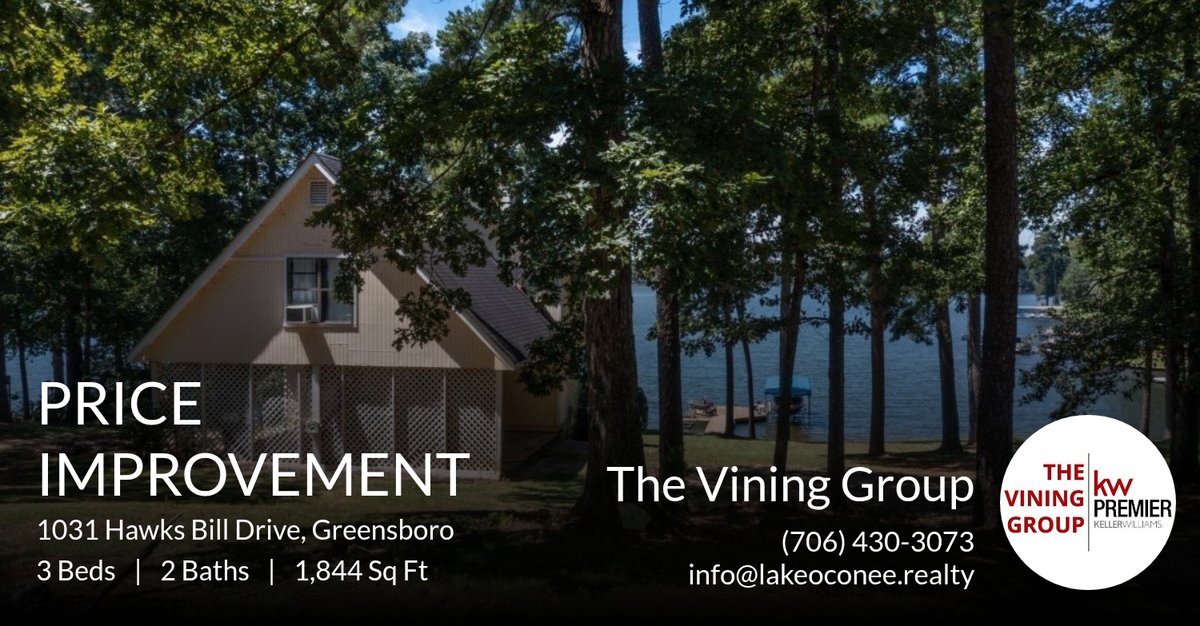 📍 Price Improvement 📍 This recently reduced home at 1031 Hawks Bill Drive in Greensboro won't last long, so, don't wait to set up a showing! Reach out here or at (706) 430-3073 for more information!

The Vining Group... homeforsale.at/1031_HAWKS_BIL…