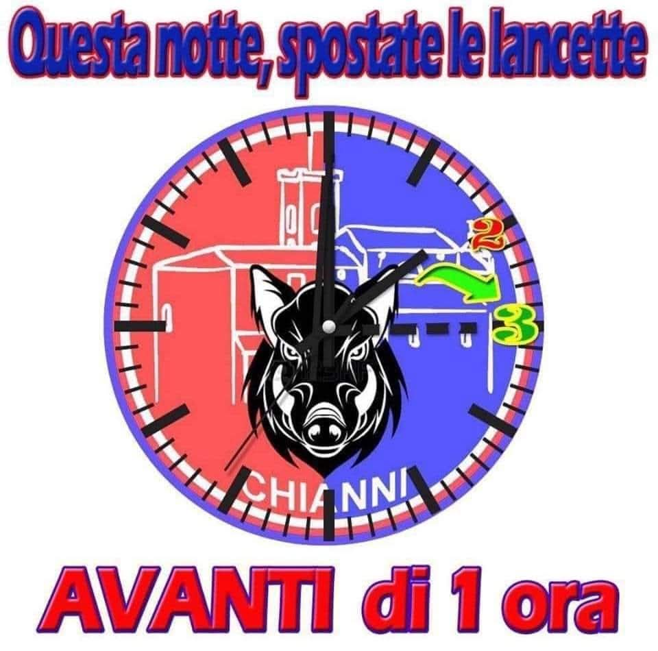 Anc_Chianni's tweet photo. ‼️RICORDIAMOCI DI SPOSTARE IN AVANTI DI UN'ORA LE LANCETTE DELL'OROLOGIO! ⏰2️⃣➡️3️⃣

Questa notte tornerà l'ora legale. Alle 2 le lancette dell'orologio dovranno essere spostate un'ora in avanti. 

Buon fine settimana dalla Sezione ANC di Chianni!😀

#oralegale  #followme https://t.co/V73cEZzAoV