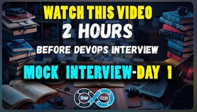 AzadKumar161440's tweet photo. MOCK INTERVIEW - DAY 1

Devops Interview Recordings | Devops
Interview Questions and Answers |
Devops Interview| Devops Easy

#devops #devopsproject 
#100DaysChallenge 
#DevOps #Consistency 
#PlacementPrep https://t.co/7xXylmXkmV