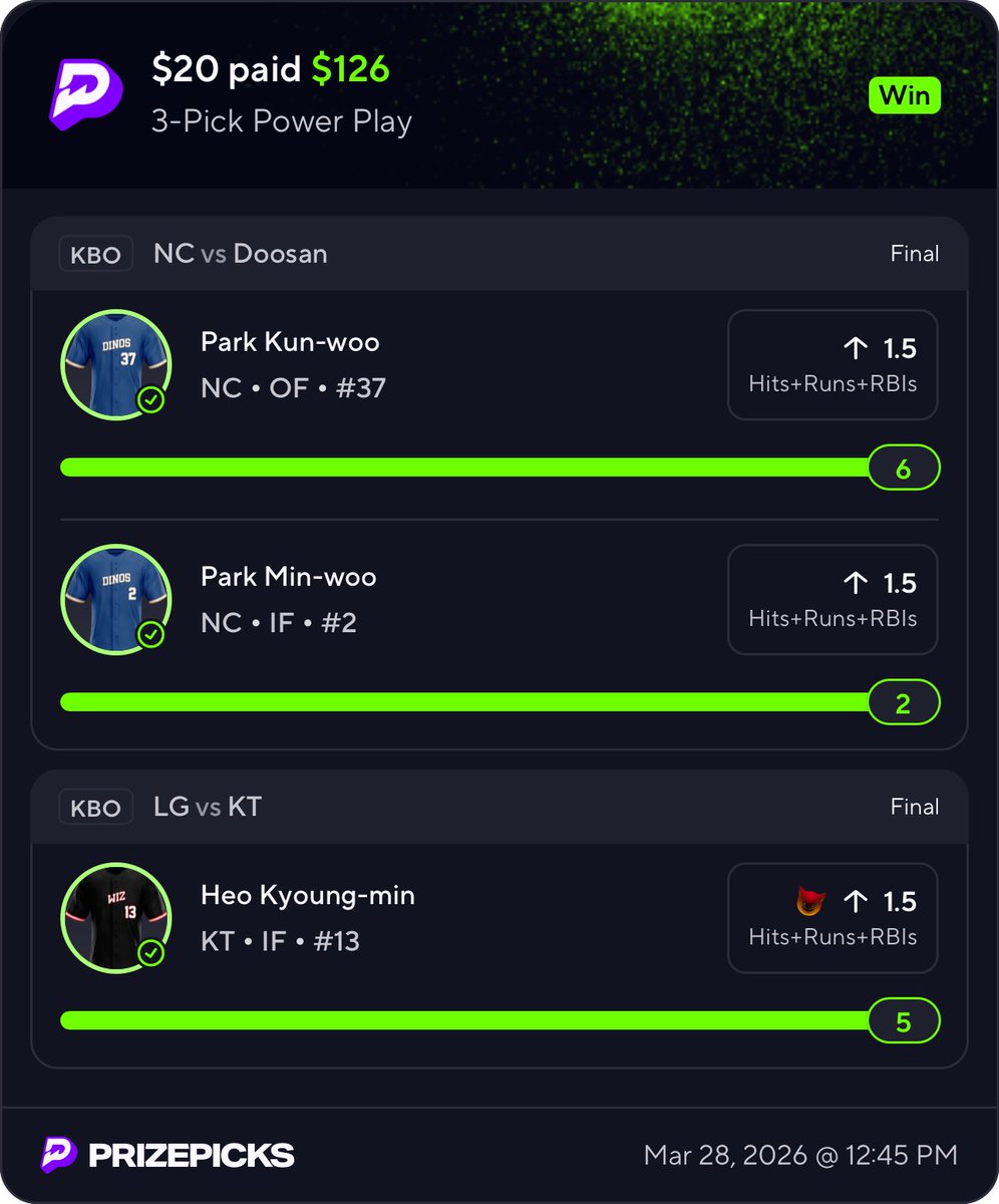 쾅쾅쾅쾅쾅쾅쾅!!!!!!!!!!!!!! 💰✅💰✅

KBO WAKE N’ CASHHHHHHHH!! ⚾️🇰🇷

WHO’S READY TO RUN IT BACK TONIGHT?! 😈