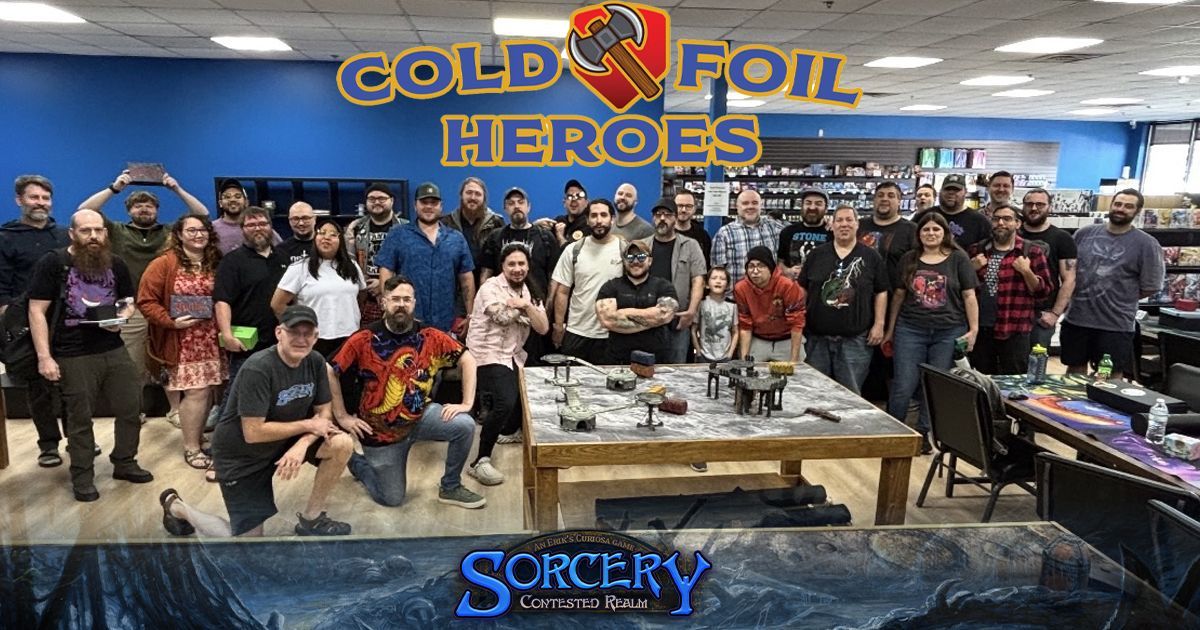 SorceryTCG's tweet photo. 37 Sorcerers gathered at Cold Foil Heroes in Woodstock, GA, today! Another reminder that Sorcery begins at the table!
#sorcerytcg #coldfoilheroes #contestedrealm https://t.co/tvHzSNByOj