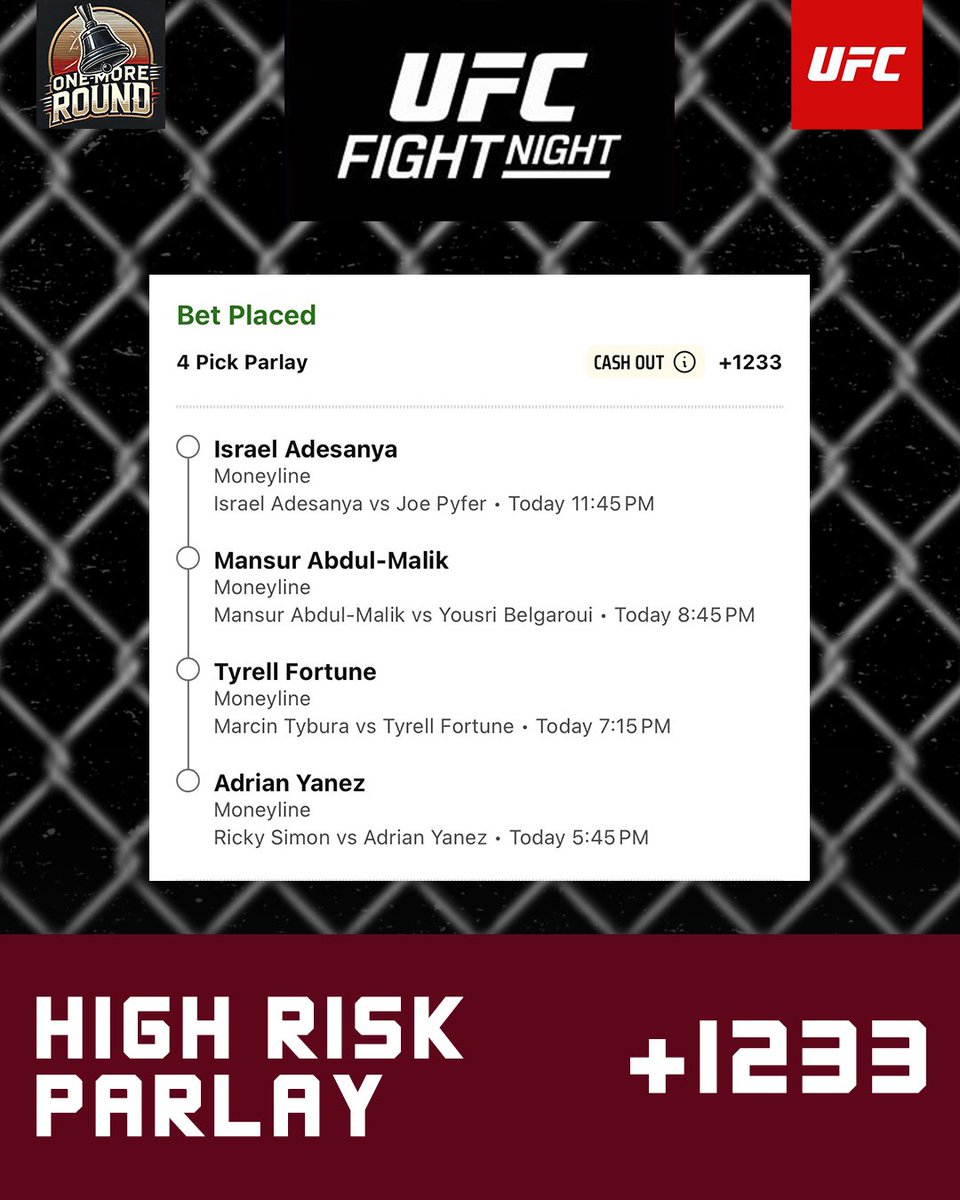 onemoreroundf8's tweet image. UFC Seattle Picks

#ufcseattle #adesanyapyfer