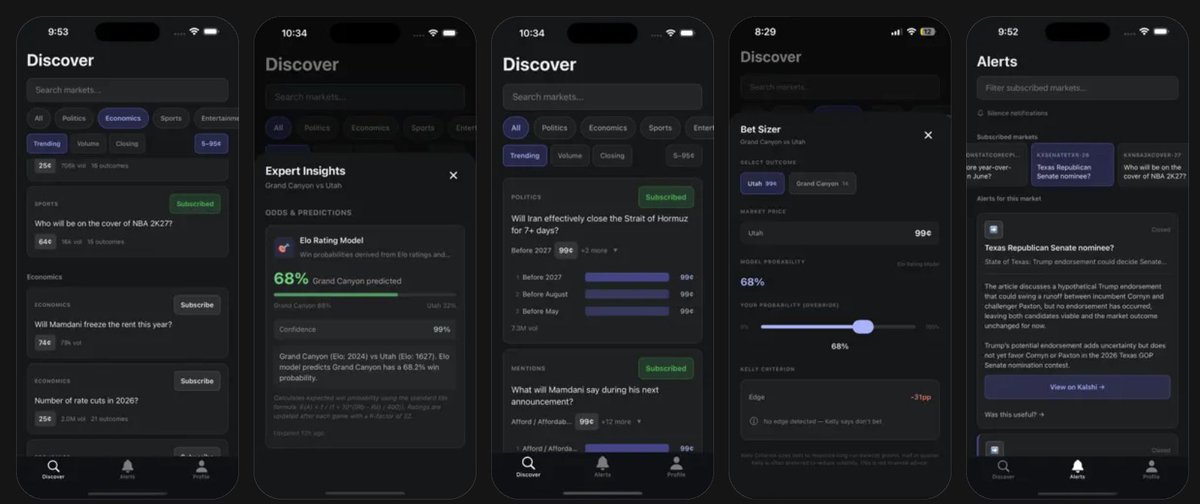 UseAgentBaseDev's tweet photo. Built by a prediction market trader for prediction market traders. Real-time alerts, expert insights, and bet sizing tools for Kalshi and Polymarket. 400+ joined the waitlist before we launched. https://t.co/j5qB0uXTch