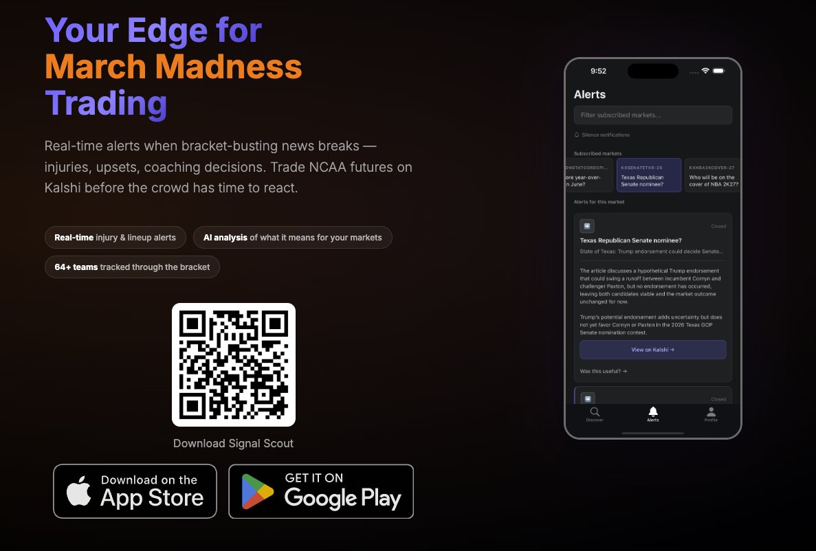 UseAgentBaseDev's tweet photo. Built by a prediction market trader for prediction market traders. Real-time alerts, expert insights, and bet sizing tools for Kalshi and Polymarket. 400+ joined the waitlist before we launched. https://t.co/j5qB0uXTch