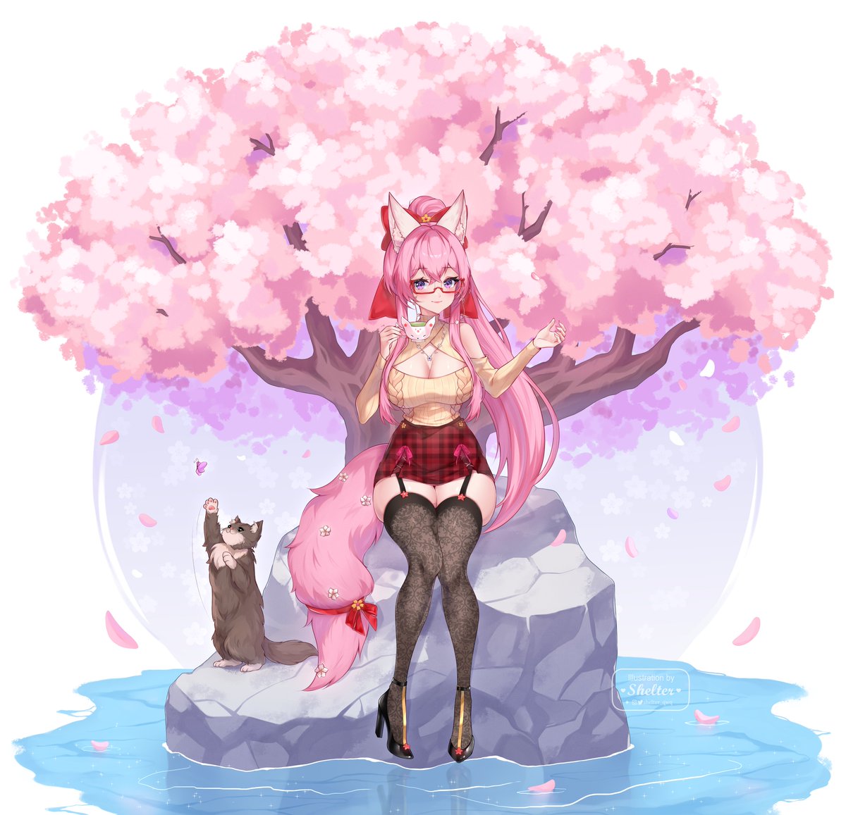 Splash art illustration for <a href="/aizukekitsune/">「 aizuke 🦊🎀 」</a> 🌸🎐