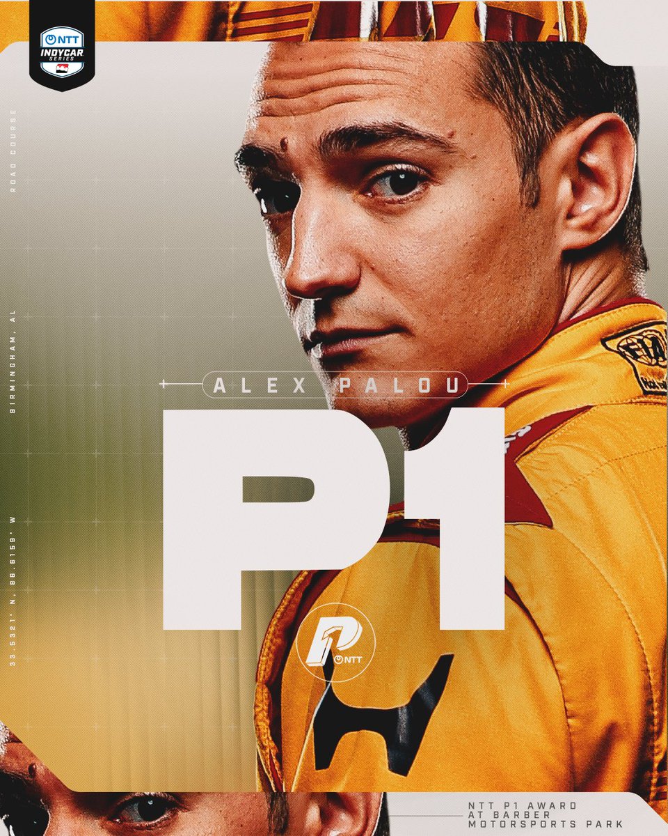 IndyCar's tweet photo. Put it all on the line 👊

@AlexPalou grabs the NTT P1 Award at @BarberMotorPark. https://t.co/rCY3cnxbeA